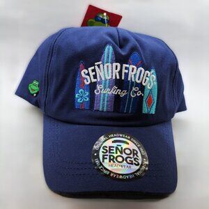 Senor Frogs Blue Brimmed Hat with Surfing Themed Logo